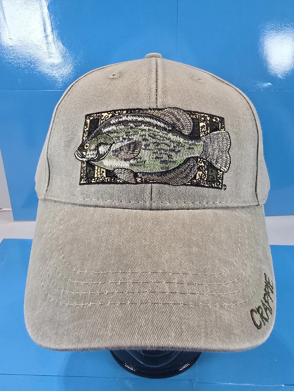 Flying Fisherman Crappie Embroidered Fishing Hat Khaki NWT